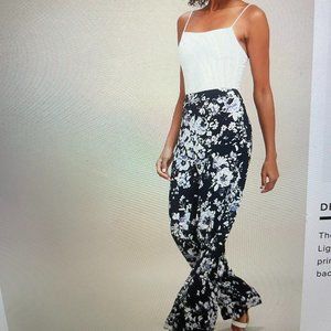 Lulu's Navy Blue Floral Print Wide-Leg Pants